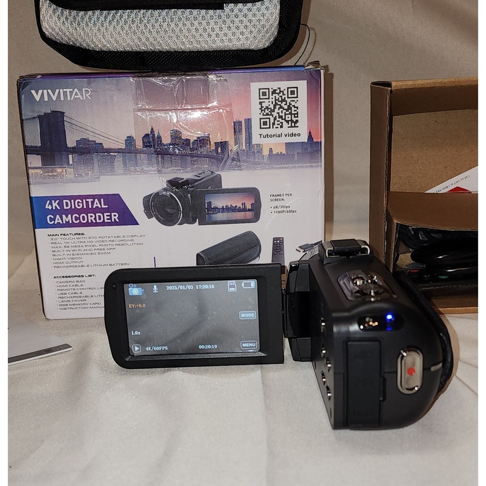 🔥Vivitar Black DVR4K IPS 3" Touch Screen 4K Ultra HD Digital Camcorder Handicam